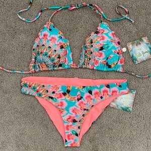 Luli Fama Dream Catcher Crystallized Triangle Top And Full Bottom Size XL/L